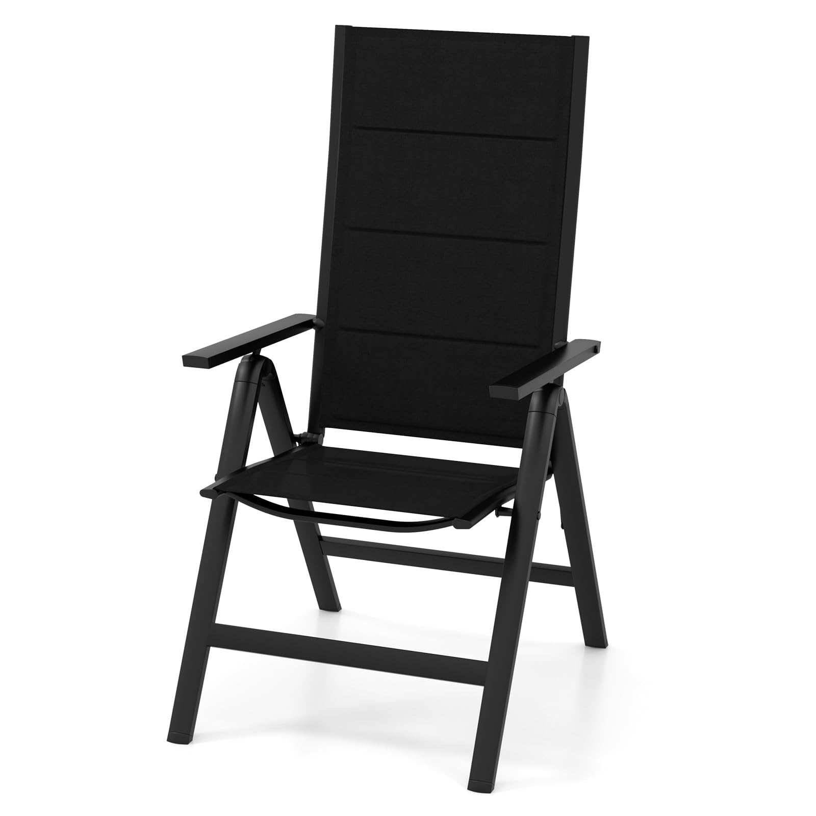 Chaise pliante de terrasse Tangkula, chaises de salle à manger d'extérieur avec assise rembourrée douce, dossier réglable sur 7 positions, accoudoirs